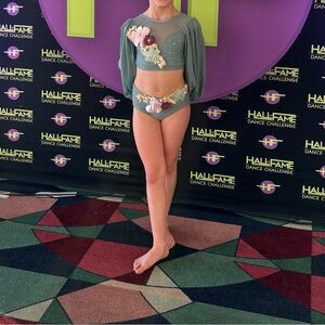 Floral Dance Costume with Sheer Sleeves